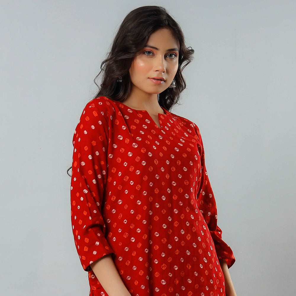 Designer Silk Bandhej Blue Kurti | Kurti designs, Dress indian style,  Bandhani dress